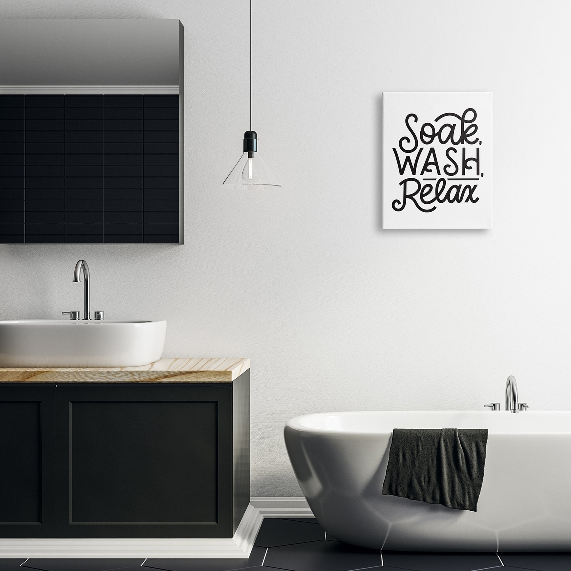 Stupell Industries Soak Relax Bathroom Bold Novelty Calligraphy Sign,30 x 40, Design by Jalynn Heerdt