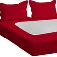 thumbnail image 6 of D.N.G. BEDDINGS 3 Piece Box Spring Cover - 100% Egyptian Cotton, 800 TC, Wrap Around 4 Sides Bed Skirt for Hotel & Home, Fits Box Springs up to 26 Inch - Queen, Stripe Red Color, 6 of 9