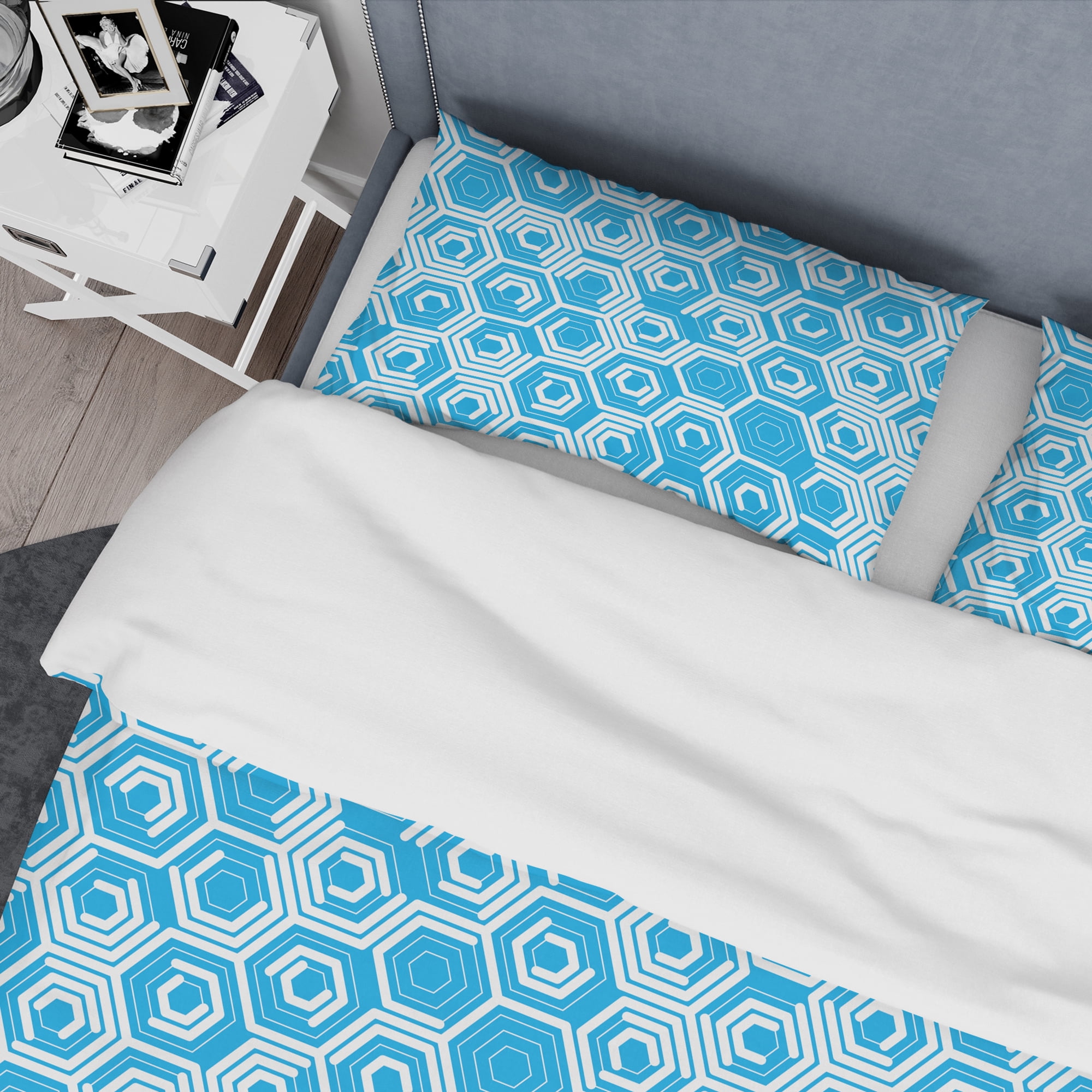 Designart 'Retro Hexagon Pattern VII' Mid-Century Modern Duvet Cover Set