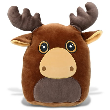 DolliBu Snug-Mooshies Moose Stuffed Animal Plush Toy - Wild Life Super Squishy Soft Animal Friend for Girls and Boys Medium Huggable Cute Plush for Kids Play Cuddling and Decoration - 10 Inch