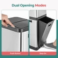 thumbnail image 5 of HOLDN’ STORAGE 36L Triple-Compartment Trash & Recycling Bin for Kitchen, Multi-Access Opening, Odor Control, Stainless Steel, 3 Trash Bag Rolls Included, 5 of 7