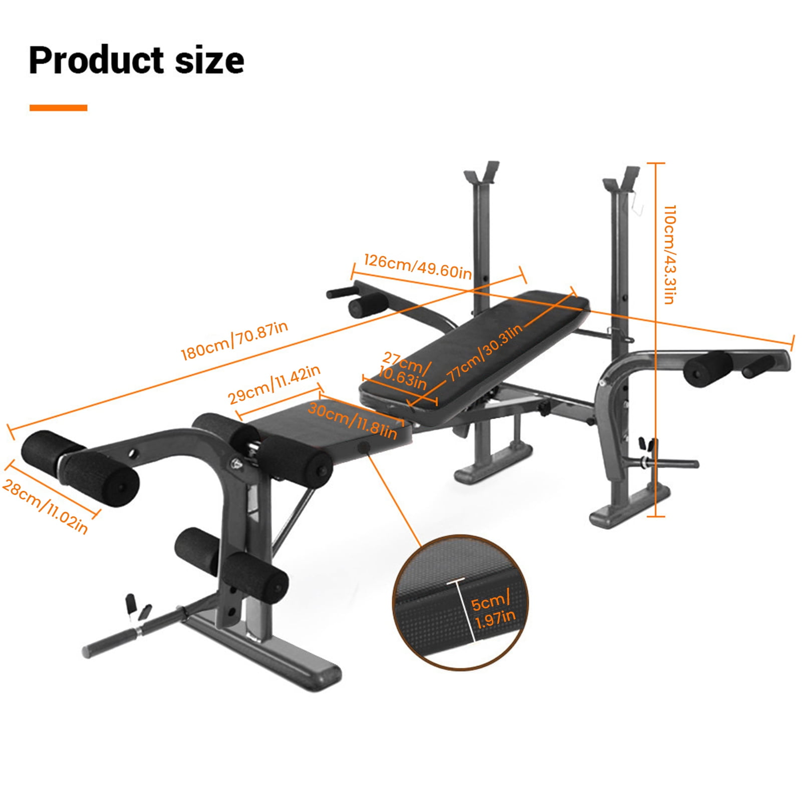 JNXYL Adjustable Weight Bench Set, 800LBS 4 In 1 Full Body Workout Weight Bench With Leg Extension , Multi-Function Strength Training Bench Press Set for Home Gym