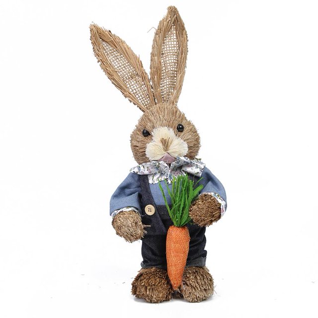 Adornos de conejito de Pascua accesorios de fotografía de conejo de simulación decoración del hogar (D) 2 piezas