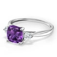thumbnail image 4 of Gem Stone King 1.66 Cttw 10K White Gold Purple Amethyst and White Moissanite 3-Stone Engagement Ring | Three Stone Wedding Anniversary Promise Ring for Women | Size 5,6,7,8,9, 4 of 6