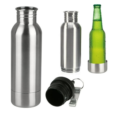 Beer Holder For Atv Bottle Cup and Can Holder Stainless Steel Insulated Beer Bottle Cooler Holder, with free Beer Opener ()