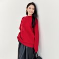 thumbnail image 3 of SENTUBILA Suéteres de punto de jacquard rojo para mujer 2024 Suéteres navideños cálidos y holgados Ropa cómoda para mujer W44E57712, 3 of 5