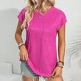 thumbnail image 3 of Scyoekwg Womens Summer Tops Round Neck Tunic Tops Loose Lightweight Shirts Trendy Solid Color Blouses (Hot Pink,XXL), 3 of 4