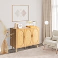 thumbnail image 5 of Rattan Storage Cabinet with 3 Doors, Sideboard Buffet Cabinet with Storage, Rattan Accent Storage Cabinet with Doors & Adjustable Shelves for Kitchen, Living Room, Bedroom, Entryway, Office (Natural), 5 of 9