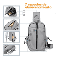 thumbnail image 3 of Mochila Cruzada Antirrobo Impermeable De Viaje Para Hombre Xtellar gris, 3 of 4