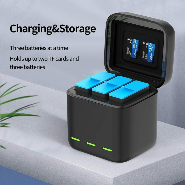 Caricabatterie Veloce 3 In 1 USB-C Per GoPro Hero 13 Nero - Hub Di Ricarica Intelligente Con Slot Per Micro SD