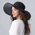 thumbnail image 2 of Sombreros para el sol de playa de verano para mujer UPF Mujer Plegable Floppy Travel Packable UV Sombrero Algodón, Sombrero de ala ancha Negro Sincero Hogar, 2 of 2