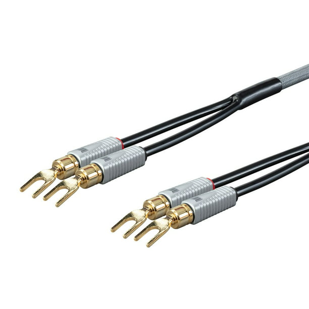 Monoprice Monolith Multi-Strand Conductors Speaker Wire - 6 Feet - Pair, PE  Insulated, 14AWG, Oxygen Free Copper With Gold Plated Spade Connectors