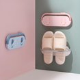 thumbnail image 4 of Estante para zapatos montado en la pared con soportes colgantes adhesivos, estante organizador de almacenamiento para soporte de zapatos, colgadores Rosado Macarena Estante montado en la pared, 4 of 8