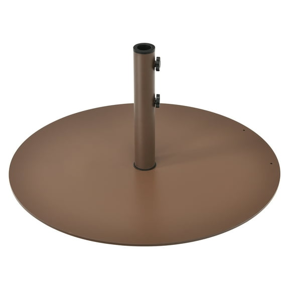 Gymax Round Weighted Patio Umbrella Base Stand 59 lbs w/ 3 Adapters Brown