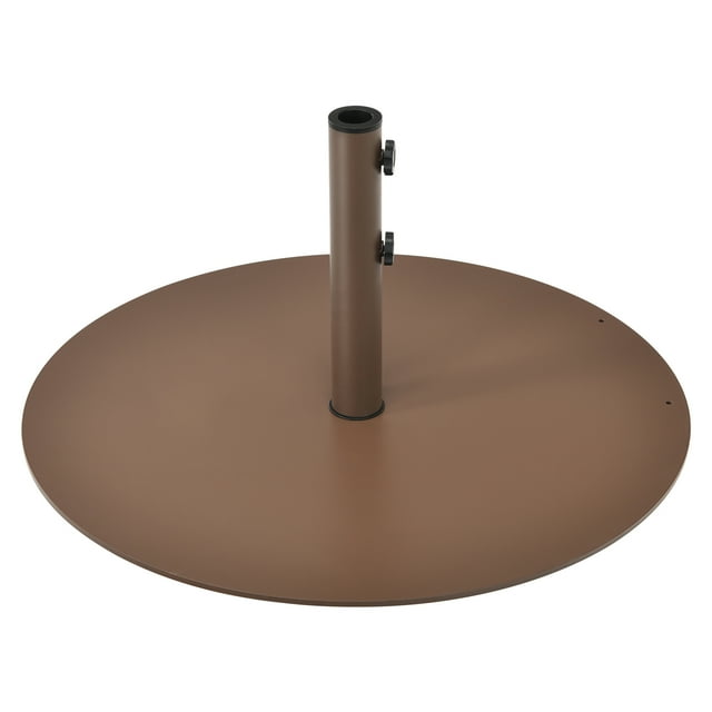 Gymax Round Weighted Patio Umbrella Base Stand 59 lbs w/ 3 Adapters Brown