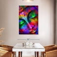 thumbnail image 3 of Elephant Stock Colorful Lord Buddha Head Wall Art - Vertical Canvas Wall Art - Living Room Wall Decor - People Canvas - Purple And Blue Decor - 32" x 48", 3 of 8