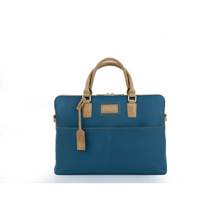 Duck Blue  Saddle Signature Leather Laptop Briefcase — Limited Edition 15"