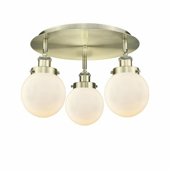 Innovations Lighting Beacon - 3 Light 18" Flush Mount Antique Brass/Matte White
