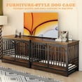 thumbnail image 5 of Fowroa 52 Inch Wooden Dog Crate Furniture, Double Arched Door Indoor Kennel for Extra Large Dogs Browm, 5 of 10