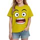 thumbnail image 5 of Blusas y camisas de manga corta con cuello redondo para niños y niñas, color liso, con estampado de expresión linda, manga corta, holgadas y cómodas, blusa para niña, 5 of 6