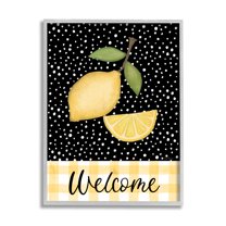 Stupell Industries Country Welcome Sign Polka Dot Pattern Lemons Graphic Art Gray Framed Art Print Wall Art, Design by Lisa Larson Licensing