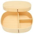 thumbnail image 3 of Lunch Box, 3 Compartments Wood Lunch Box, Single-Layer Practical Portable Japanese-Style For Adults Students, 3 of 8