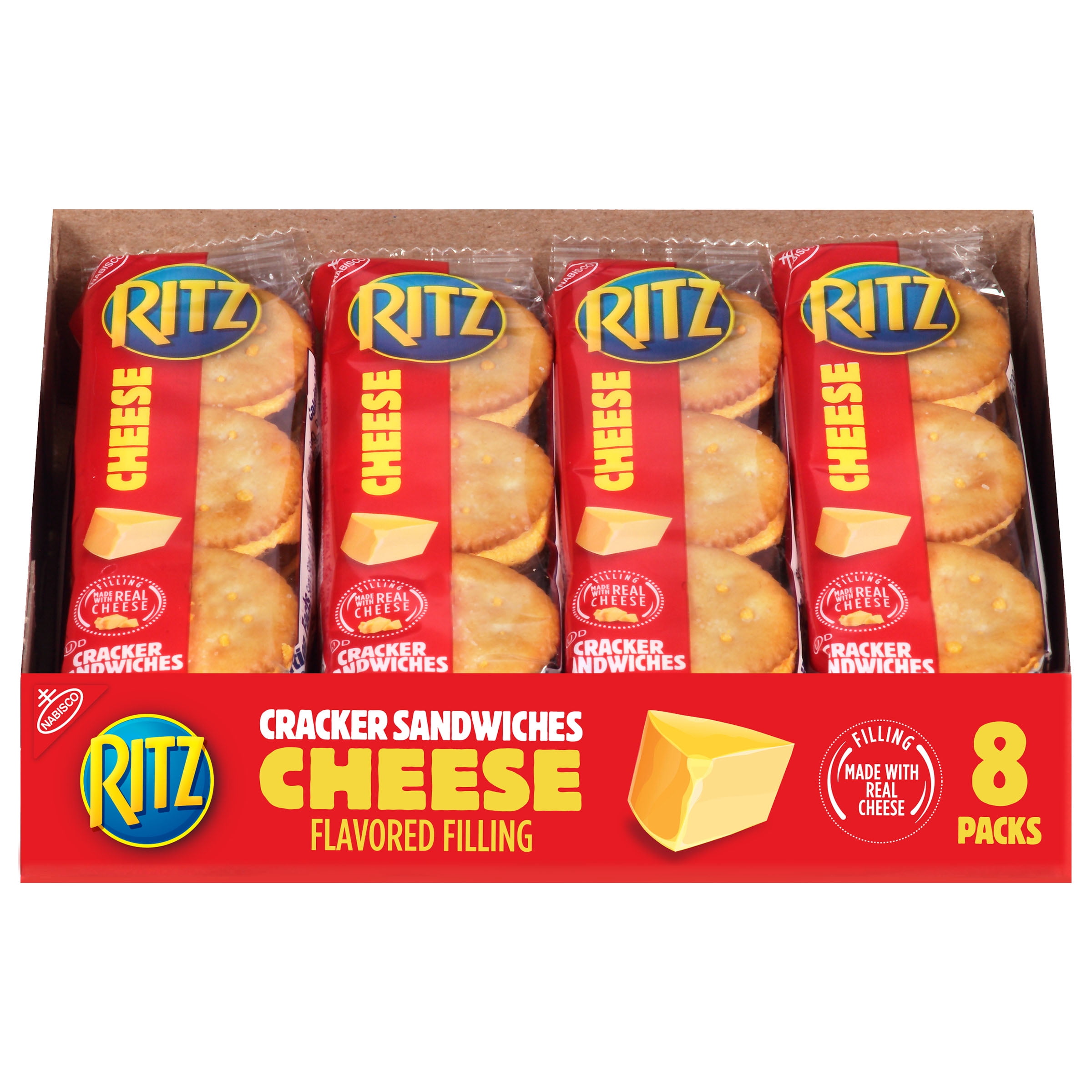 RITZ Cheese Sandwich Crackers, 8 1.35 oz Packs (6 Boxes) Walmart