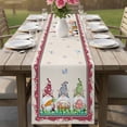 thumbnail image 4 of Gnomes Easter Table Runner - 120 Inch Long Eggs Tulips Spring Floral Rustic Cotton and Linen Blended Dress Scarves Farmhouse Table Runner for Kitchen Dining, Coffee Table, 13" x 120", 4 of 8