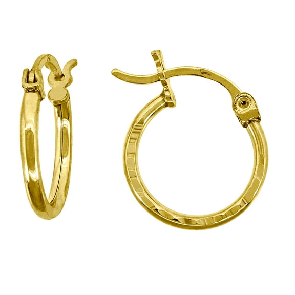 10k Gold Womens 1.5mm X 14mm Hinged Hoops Huggie Hoop Earring for Women - .9 Grams