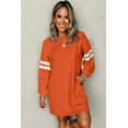 thumbnail image 5 of Orange Varsity Contrast Banded Sleeve Shift Sweatshirt Dress for Women | [ZhiHiMeRi] | L, 5 of 5