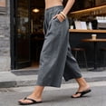 thumbnail image 5 of Tqcoqu Cargo Capris for Women,High Waist Wide Leg Pants,Casual Pleated Front Culottes with Pockets,Gray,Women's S-XXXL, 5 of 9