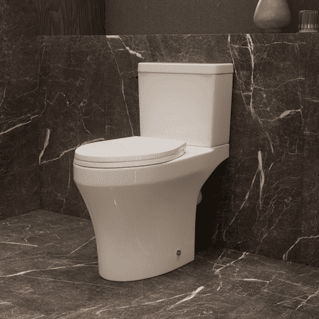Rear Flush Toilet with Elongated Bowl and 18'' Comfort Height, 1.28 GPF Rimless Flush, P-Trap, Two Piece Back Outlet Toilet, Two Extension Pipes