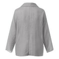 thumbnail image 5 of Womens Shirts Long Sleeve Cotton Linen Gauze Tops Casual V Neck Blouses Loose Fit Light Gray 2XL, 5 of 6