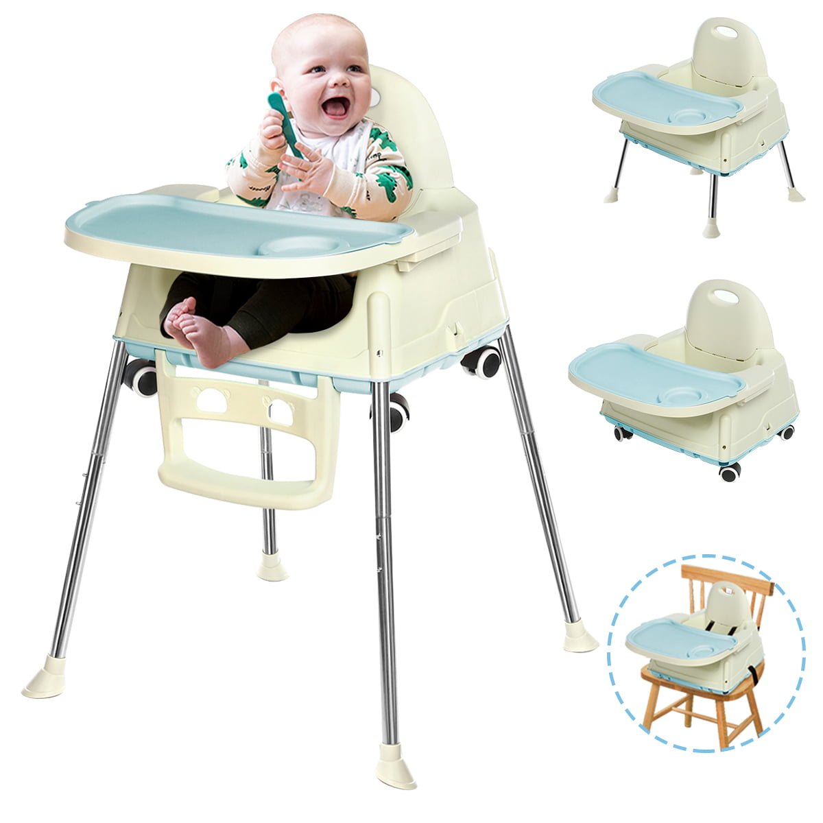 Baby High Chair,Adjustable Baby Feeding Dining Booster Table Seat Highchairs with Non-Slip Feet for Babies & Toddlers
