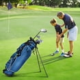 thumbnail image 3 of Gymax Blue Golf Stand Cart Bag Club with Carry Organizer Pockets Blue, 3 of 10