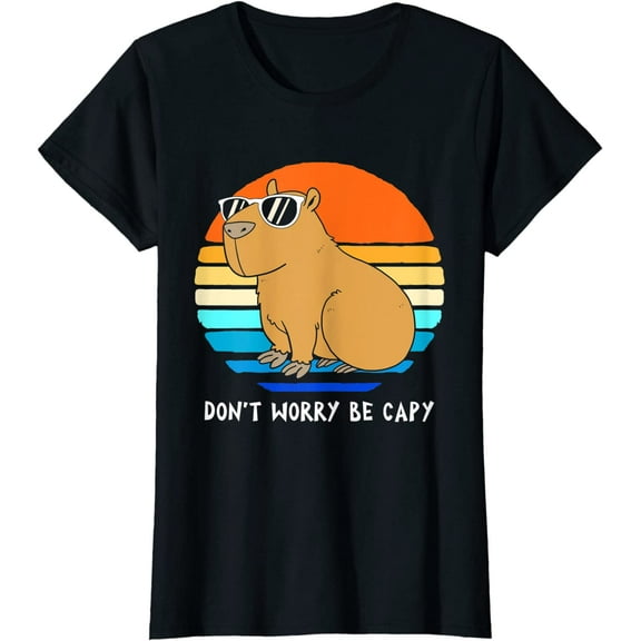 Retro Rodent Funny Capybara Dont Be Worry Be Capy T-Shirt Gift
