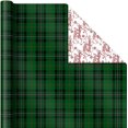 thumbnail image 4 of Papier d'Emballage Réversible (3 Rouleaux : 120 Pi2 TTL) Vintage Santa, Snowmen, Carreaux Verts Traditionnels, Rouges et Blancs, 4 of 6