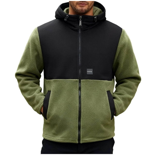 Veste en Polaire pour Hommes, Cardigan à Capuche à Manches Longues avec Fermeture Éclair