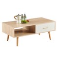 thumbnail image 4 of CoSoTower Rectangle Coffee Table with Solid Wood Legs, Sliding Drawer for Storage, Modern Table for Living Room , Natural Wood Color, 4 of 9