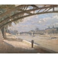 thumbnail image 2 of Julius Paulsen 14x12 Black Ornate Wood Framed Double Matted Museum Art Print Titled: Under the Pont Des Arts, Paris. Noon (1910), 2 of 5