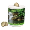 thumbnail image 1 of Waterfall Piggy Bank, Double Waterfalls Flow to Natural Lake Bushes and Grass Like Garden Print, Ceramic Coin Bank Money Box for Cash Saving, 3.6" X 3.2", Green, by Ambesonne, 1 of 4