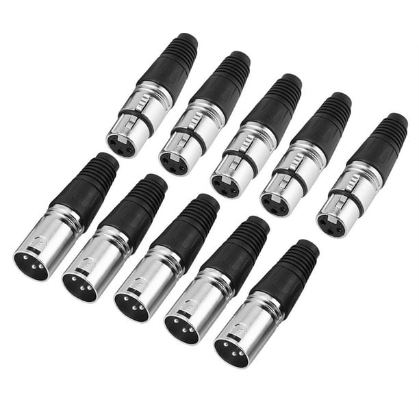 5 pares de conector macho hembra conector de Cable de micrófono XLR de 3 pines adaptador de micrófono