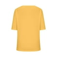 thumbnail image 3 of MIXUE Boho Tops For Women Summer Solid Color V Neck Short Sleeve Casual Basic Soft Pullover Shirts For Women T-shirts Activewear,Yellow,L, 3 of 4