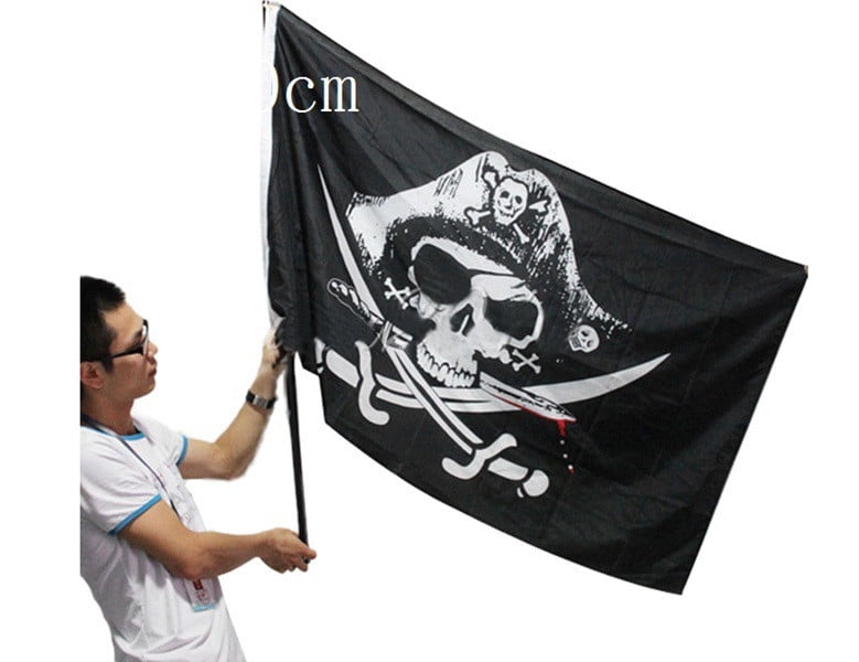 Pirate Crossed Sabres Polyester Flag Choice of Sizes 
