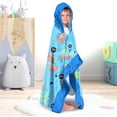 thumbnail image 3 of Dinosaur Boys Beach Towel with Hoodie for Kids Toddlers Age 4-8,Dino Blue Bath Towels Shower Wrap for Boys, Hooded Poncho Beach Blanket for Pool Swimming Cute Wearable Bath Towel for Child Dinosaur, 3 of 4