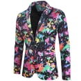 thumbnail image 2 of IROINNID Men's Blazer V-Neck Notch Lapel Long Sleeve Graphic Prints Loose Suit Jacket Single Two Button Slim Fit Suit Jacket Blazer, 2 of 6