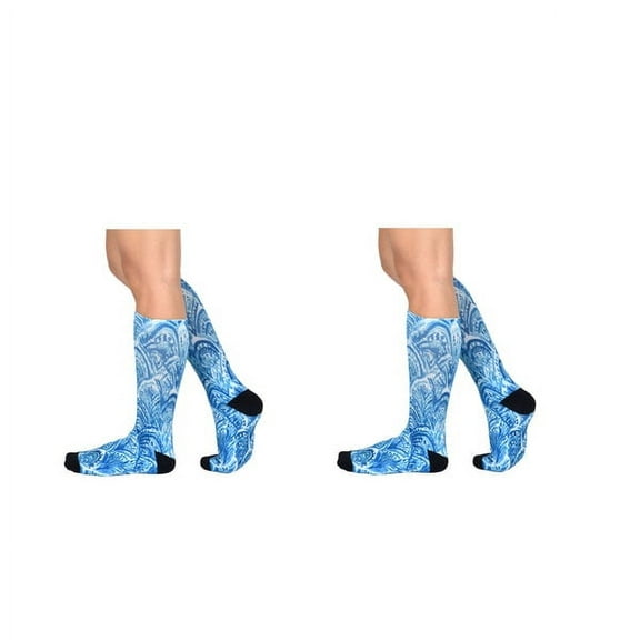 Sierra Socks Blue Dream Pattern CoolMax Socks, Nature Collection for Men & Women Eco-Friendly Colorful Knee High Socks