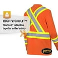 thumbnail image 3 of Pioneer 100% Cotton High Visibility Long Sleeve Shirt, Startech Reflective Tape, Orange, L, V1050850-L, 3 of 6