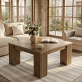 thumbnail image 4 of Tribesigns 39-Inch Square Coffee Table, Farmhouse Wooden Center Table with Fluted Legs for Living Room (Light Brown), 4 of 4