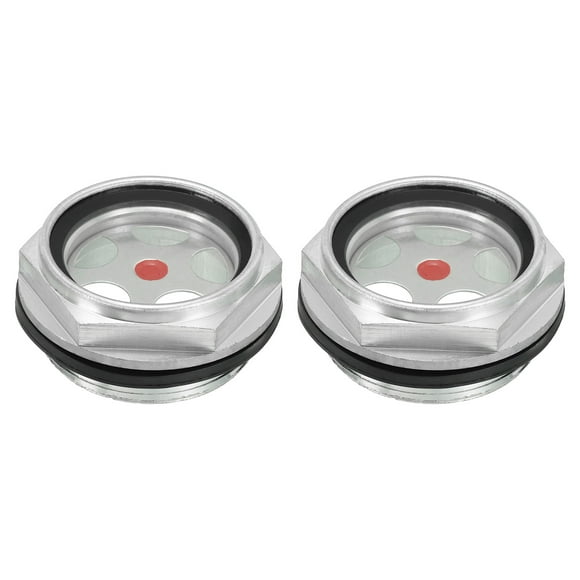 Unique Bargains Air Compressor Oil Sight Glass, 2 Pack G 1-1/2' Aluminum Oil Liquid Level Gauge